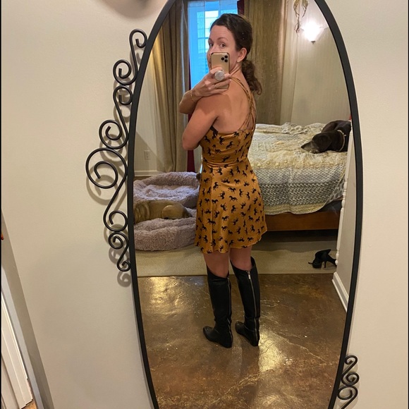 Adorable copper fit flare mini dress with horses - Picture 4 of 7